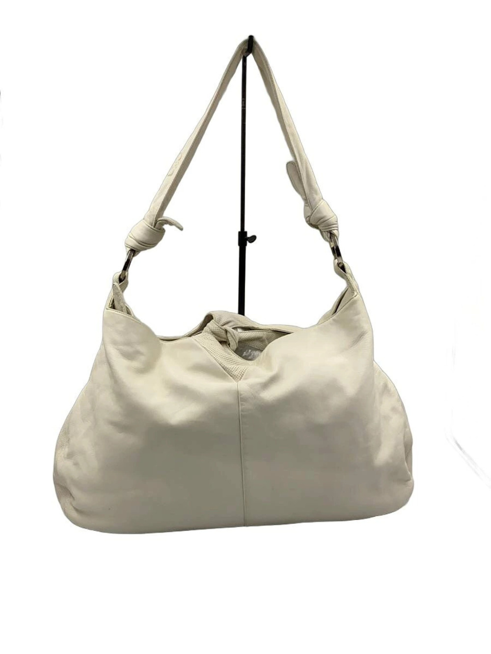 Loewe leather hobo handbag distinct knotted shoulder strap White
